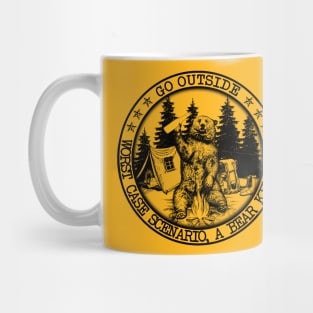 Bear Camping T-shirt Go Outside T-Shirt - Worst Case Scenario A Bear Kills You T-shirt Mug